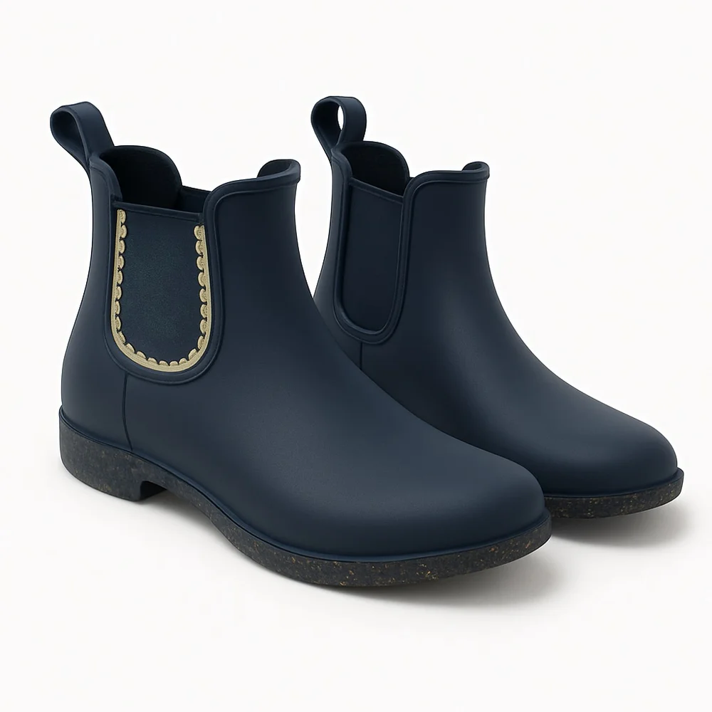 Jack Rogers Sallie Rain Boots in Gray Rubber with a Scalloped Edge Size 10M